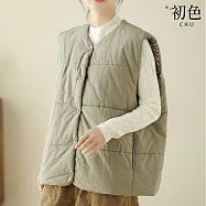 【初色】文藝風純色寬鬆夾棉加厚保暖開衫單排釦馬甲外套背心女背心-共3色-38601(L-2XL可選) XL 紅色