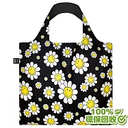 LOQI 環保材質春捲包/購物袋│笑臉Smiley(黑色小花)