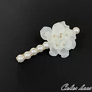 【卡樂熊】氣質花兒珍珠造型髮夾/邊夾- 透亮白