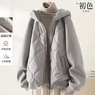 【初色】冬日抗寒保暖科技羽絨棉寬鬆長袖外套-11款任選-38662(M-3XL可選) 2XL B.灰色