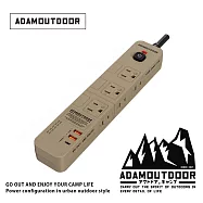 ADAMOUTDOOR| 家用款4開6插30WPD 延長線1.8M 沙漠色