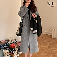 【初色】秋冬保暖經典純色中長款翻領毛呢大衣外套-8款任選-38630(M-2XL可選) M H.灰色