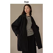ltyp旅途原品 高級感黑色文藝風衣 氣質寬鬆百搭簡約排扣外套女 M L L 經典黑