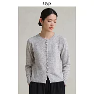 ltyp旅途原品 經典羊毛短款圓領針織開衫 秋冬新款百搭疊穿毛衣女 M L M 迷霧灰