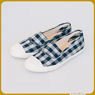 【花見小路】果果日 經典格紋 手製鞋 JP23.5 藍格 我不是黑