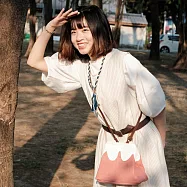 偷偷喊我|富士山皮製斜背包 ― 嫣紅粉