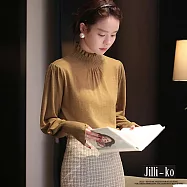 【Jilli~ko】高級感毛衣女秋冬木耳邊半高領打底衫內搭 J12032 FREE 卡其