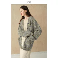 ltyp旅途原品 康寶萊羊駝羊毛彩點花紗毛衣 開衫秋季慵懶風時尚女 M L M 開衫-灰底彩點紗