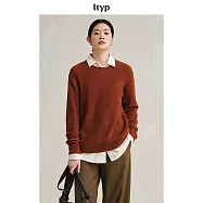 ltyp旅途原品 抗起球羊毛針織毛衣 慵懶寬鬆圓領安可拉紅上衣女 M L M 磚紅色