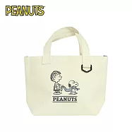 【日本正版授權】史努比 帆布手提袋 便當袋 查理布朗/糊塗塌客/Snoopy/PEANUTS - 毛毯款