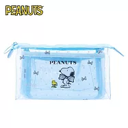 【日本正版授權】史努比 x MITTE 透明分隔 三角收納袋 化妝包/收納包/鉛筆盒/筆袋 Snoopy/PEANUTS sun-star