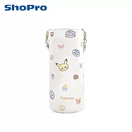 【日本正版授權】寶可夢 皮革 保冷水壺袋 保溫袋/飲料提袋 Pokepeace/皮卡丘/神奇寶貝 - 白色款