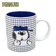 【日本正版授權】史努比 陶瓷 馬克杯 350ml 咖啡杯 奧拉夫/Snoopy/PEANUTS - 深藍款