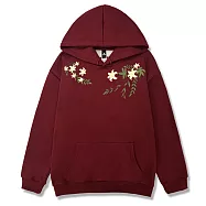 【MsMore】 抖音爆款華棉複合牛奶絲長袖連帽T前後香草印花短版上衣# 123972 M 酒紅色