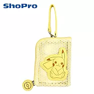 【日本正版授權】寶可夢 網狀 彈力 票夾 零錢包 票卡夾/悠遊卡夾/收納包 神奇寶貝 - 皮卡丘