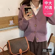 【Jilli~ko】高級感開扣毛衣外套女寬鬆百搭針織上衣 J12059 FREE 紫色
