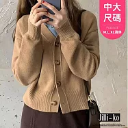 【Jilli~ko】高級感開扣毛衣外套女寬鬆百搭針織上衣 J12059 FREE 卡其