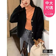 【Jilli~ko】高級感開扣毛衣外套女寬鬆百搭針織上衣 J12059 FREE 黑色