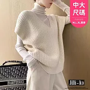 【Jilli~ko】V領無袖慵懶風外搭上衣針織馬甲背心衫女 J12062 FREE 白色