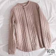 【初色】甜美風輕薄保暖紋理中式立領長袖棒球服科技羽絨棉外套女外套-共2色-39081(M-2XL可選) XL 紫色