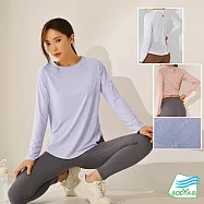 【BODYAIR嚴選】寬版幾何美背布透光長袖上衣(瑜珈.慢跑.運動.健身.透氣.舞蹈.運動服) L 粉紅