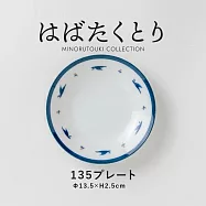 【日本Minoru】美濃吳須花鳥 陶瓷淺盤13.5cm
