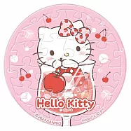 Hello Kitty【氣泡水系列】紅櫻桃拼圖磁鐵16片-透明(圓)