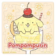 Pompompurin布丁狗【氣泡水系列】酸甜柳橙拼圖磁鐵16片-透明(方)