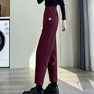 【MsMore】 羊毛感歐棉絨直筒顯瘦香蕉哈倫加絨大碼九分長褲# 124110 2XL 紅色