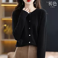 【初色】純色針織單排釦長袖外套女上衣-3款任選-39131(M-2XL可選) L A.黑色