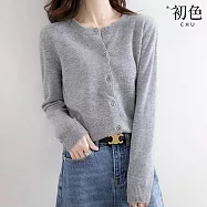 【初色】純色針織單排釦長袖外套女上衣-3款任選-39131(M-2XL可選) XL A.灰色