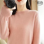 【初色】純色針織單排釦長袖外套女上衣-3款任選-39131(M-2XL可選) 2XL B.粉色