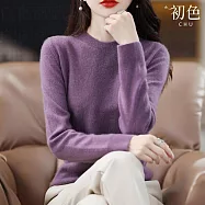 【初色】純色針織單排釦長袖外套女上衣-3款任選-39131(M-2XL可選) M B.深紫色