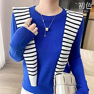 【初色】純色針織單排釦長袖外套女上衣-3款任選-39131(M-2XL可選) XL B.藍色