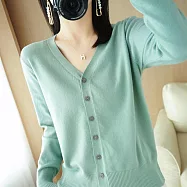 【初色】純色針織單排釦長袖外套女上衣-3款任選-39131(M-2XL可選) M C.淺綠色
