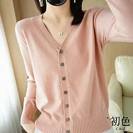 【初色】純色針織單排釦長袖外套女上衣-3款任選-39131(M-2XL可選) XL C.粉色