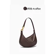 O-ni O-ni新款精選優質頭層牛皮真皮大容量百搭細膩質感餃子包(品質保證)(bag-6089) 咖啡色