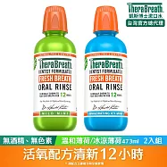 【TheraBreath 凱斯博士】漱口水-溫和薄荷+冰涼薄荷 473ml 2入組