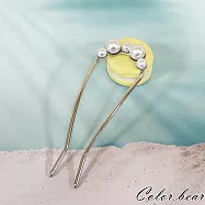 【卡樂熊】簡約珍珠U型造型髮簪(六款)- 排珠銀色