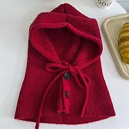 O-ni O-ni法式針織巴拉克拉法帽仿羊毛保暖/圍脖/圍巾(C-1229) 紅色