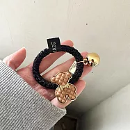 【JENG】韓系領結格紋小熊丸子頭加粗髮圈(82020) _卡其