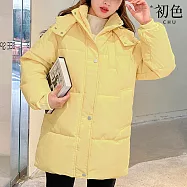 【初色】純色立領加厚麵包科技羽絨棉服外套女外套-共3色-39183(M-2XL可選) 2XL 黃色