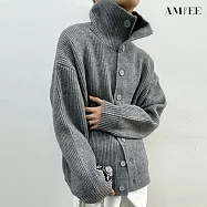【AMIEE】潮男寬鬆高領針織上衣(男裝/雅痞/KDTQ-Z43) M 灰