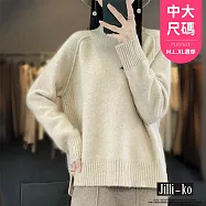 【Jilli~ko】加厚高領連肩寬鬆開衩針織衫 J12100 FREE 杏色