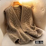 【Jilli~ko】V領麻花疊穿針織馬甲開衫 J12102 FREE 深卡