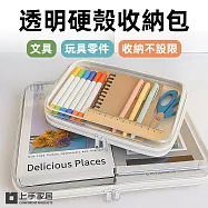 【上手家居】透明硬殼收納包(透明包/化妝包/防水袋/旅行包/拉鍊袋/旅行洗漱包/分類收納盒) 中