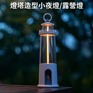 【好拾選物】燈塔造型小夜燈/吊掛手提磁吸露營燈/三檔調光定時床頭燈/氣氛燈 -白色