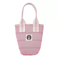 [星巴克]粉色條紋網布隨行杯袋