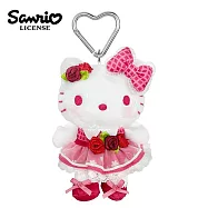 【日本正版授權】凱蒂貓 花朵洋裝系列 玩偶吊飾 娃娃/絨毛玩偶 Hello Kitty - 紅色款
