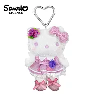 【日本正版授權】凱蒂貓 花朵洋裝系列 玩偶吊飾 娃娃/絨毛玩偶 Hello Kitty - 深粉款